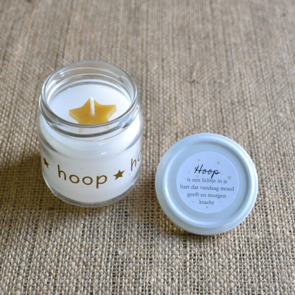 kaars in glas met deksel "hoop"