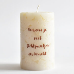 kaars rond "Ik wens je veel lichtpuntjes en kracht.'